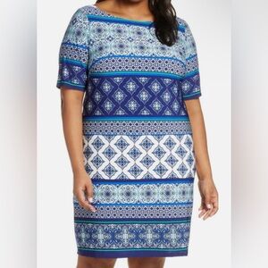 Eliza J Geo Print Sheath Dress